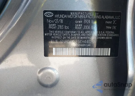 2019 Hyundai Elantra Se from USA, damaged, VIN 5NPD74LF5KH440256